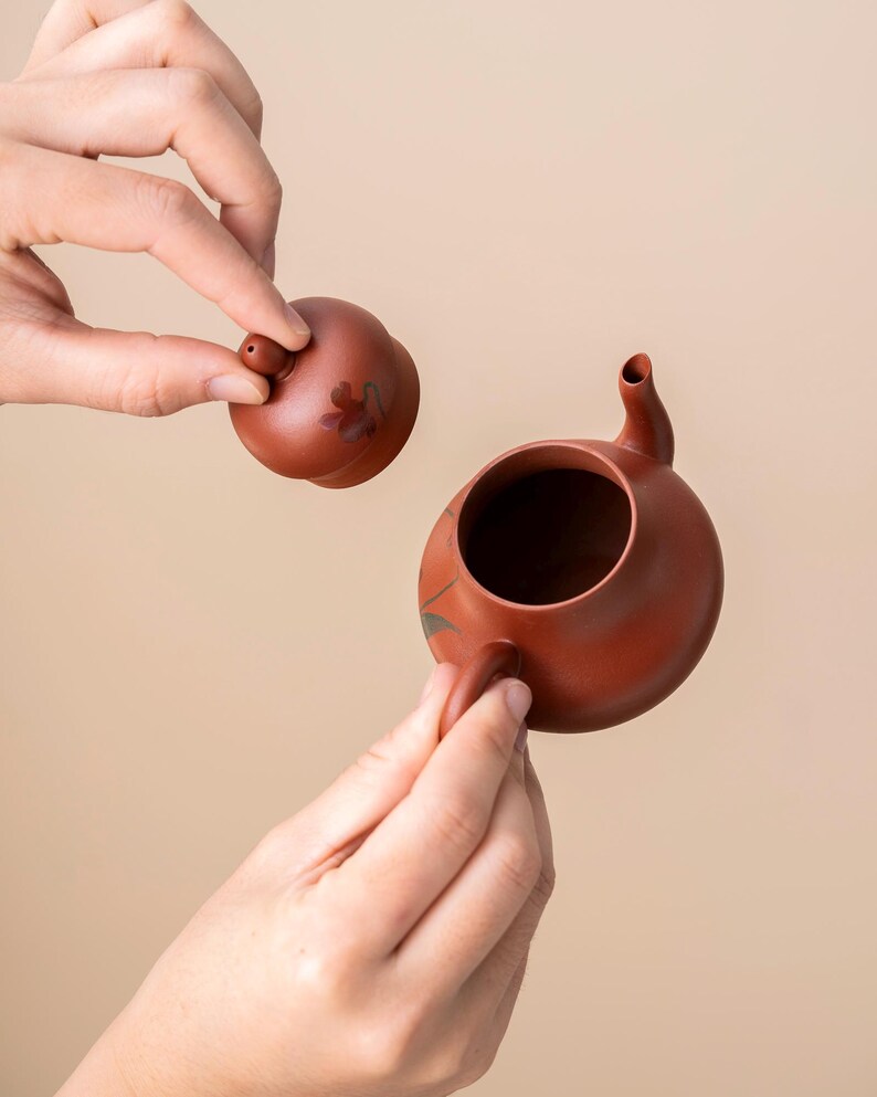 Hand-painted Lotus Purple Clay Teapot from Yixing 110ml