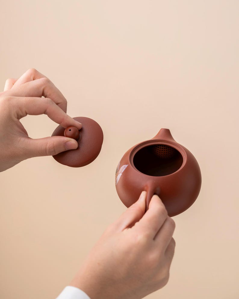 Hand-painted Lotus Purple Clay Teapot from Yixing 100ml