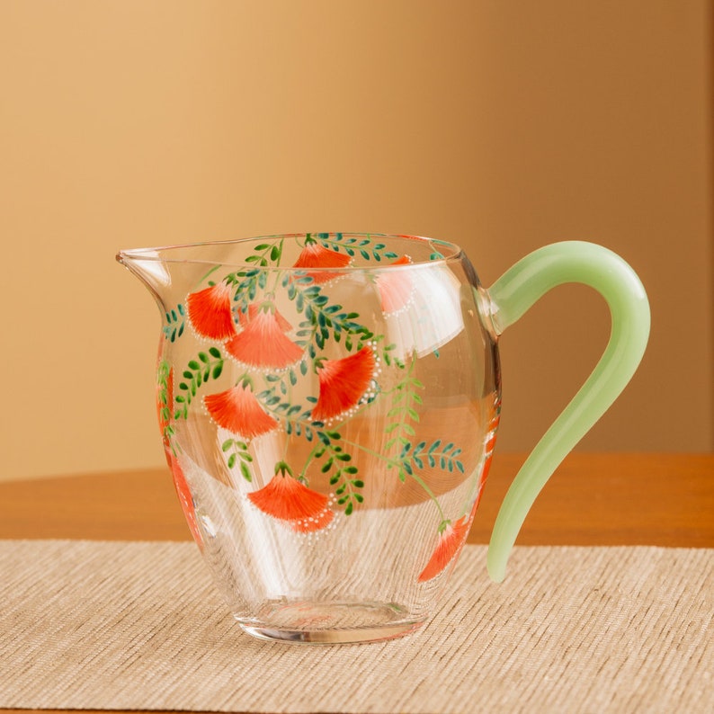 Hand-painted Ginkgo Glass Tea Pitcher Clear Gongdaobei 280ml