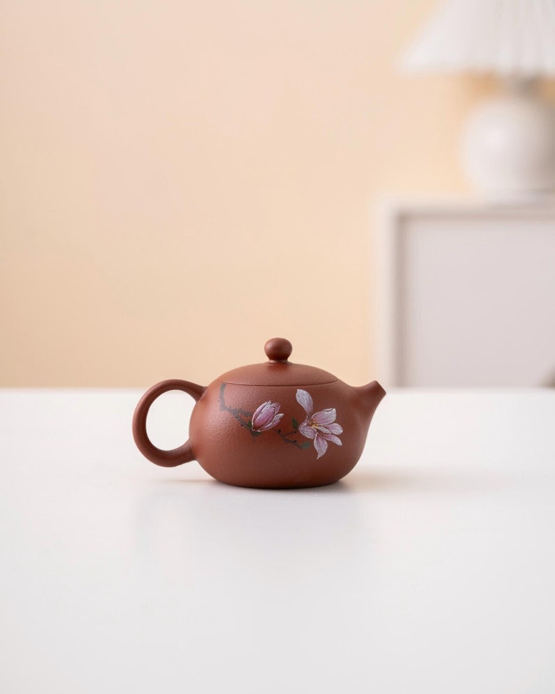 Hand-painted Flower Purple Clay Xishi Teapot from Yixing 100ml