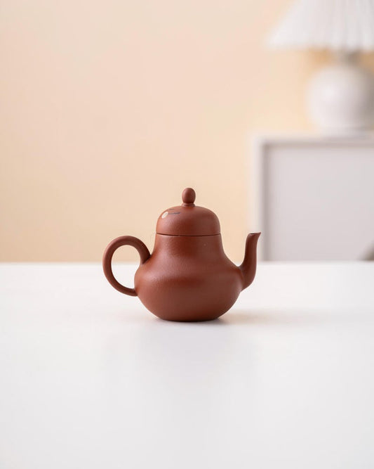 Hand-painted Apricot Purple Clay Siting Teapot from Yixing 110ml