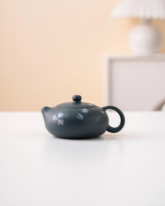 Hand-painted Floral Purple Clay Xishi Teapot from Yixing 180ml