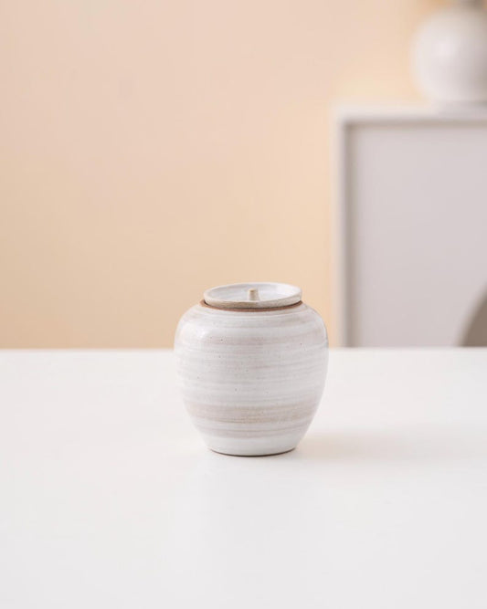 Hand-painted Mushroom White Ceramic Tea Canister with Lid 120ml