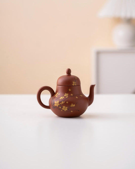 Hand-painted Floral Purple Clay Teapot from Yixing 110ml